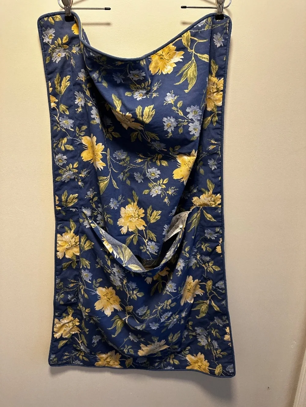 Laura Ashley Vintage King Pillow Shams (2) Emily Blue and Yellow Floral Cottage